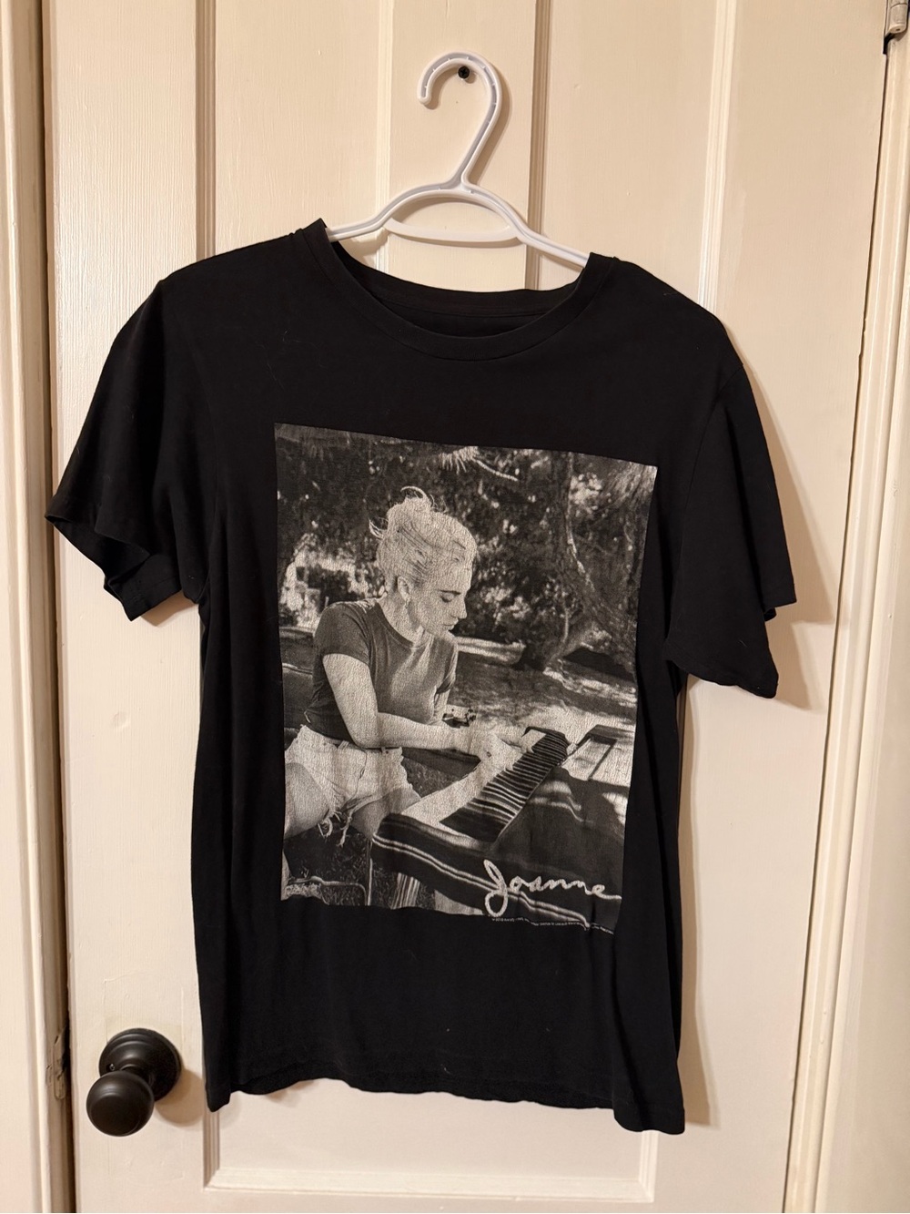Lady Gaga ‘Joanne’ Black Graphic Tee with Photo Print